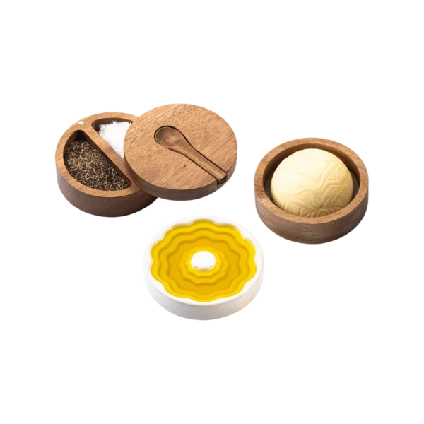 Keramieken olijfolie dipschaaltjes Style de Vie, 3-delig, wit
