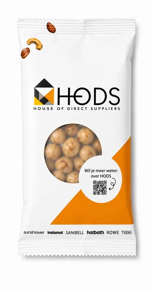 Bedrukt notenzakje met logo van HODS — maatwerk notenzakjes van Nootje